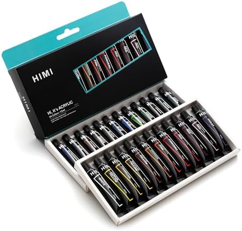 Acrylic Paint Tubes 24 Colours 12ml, 0.4 US fl oz Tubes