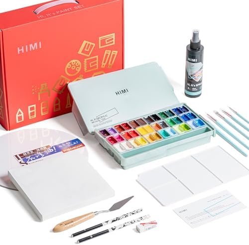 Deluxe 36 Colors Twin Cup Jelly Acrylic Paint Set - Complete Art Kit with Pad