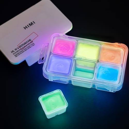 Glow in The Dark Jelly Gouache Paint Set, 6 Colors 23ml