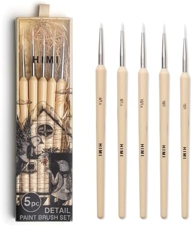 Gouache/Paint Detail Brushes Set 5 Pcs for Acrylic Oil Watercolor Face & Body