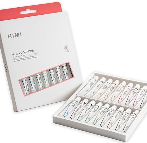 Gouache Paint Tube Set -18 Colors 12ml, with Rich Pigments