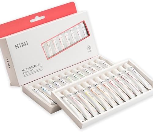 Gouache Paint Tube Set -24 Colors 12ml, with Rich Pigments