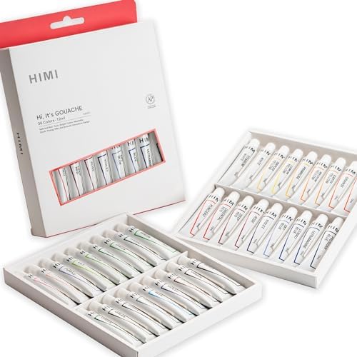 Gouache Paint Tube Set -36 Colors 12ml, with Rich Pigments