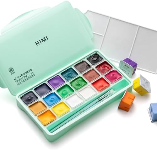 Gouache Paints Set, 18 Colors, 30g (Green)