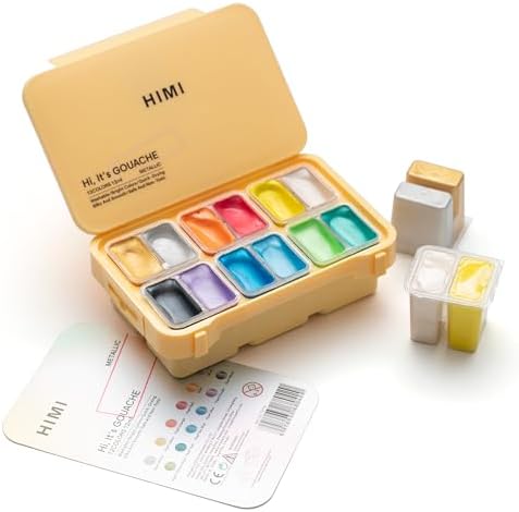 Metallic Jelly Gouache Paint Set, 12 Colors 12g, Jelly Cup Design