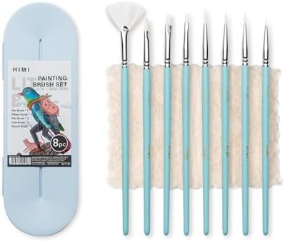Paint Brushes Set 8 Pcs for Acrylic Oil Gouache Paint